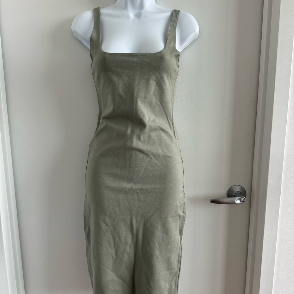 Sage Green Sleeveless Bodycon Midi Dress